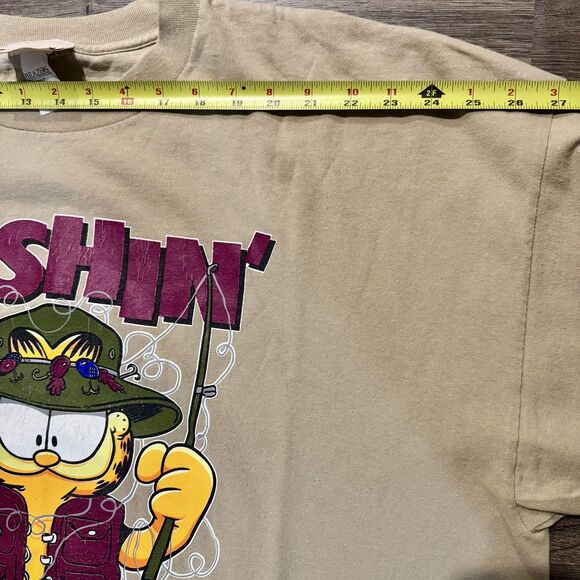 Vintage 90s Garfield Shirt Mens 3XL Wishin I Was Fishin Cartoon Graphic Made USA - Picture 6 of 10
